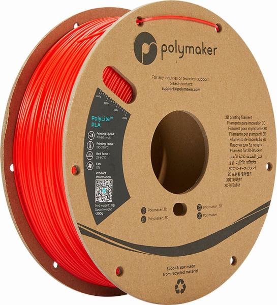 Polymaker PolyLite PLA Filament Red 1000g