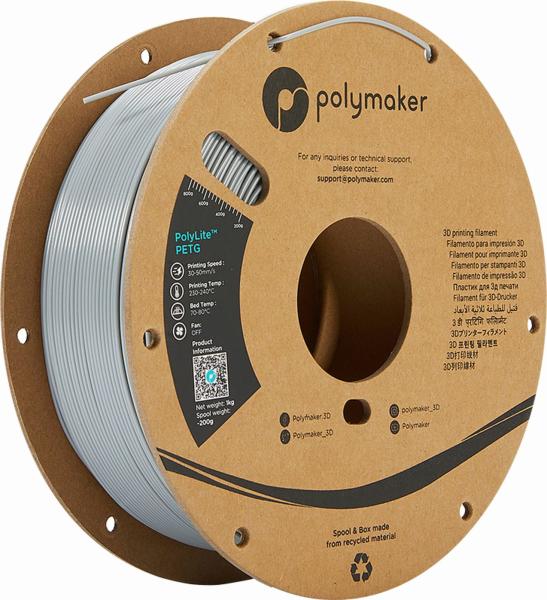 Polymaker PolyLite PETG Filament gris 1000g
