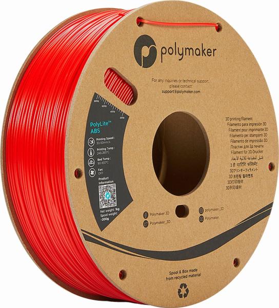 Polymaker PolyLite ABS Filament Rouge 1000g
