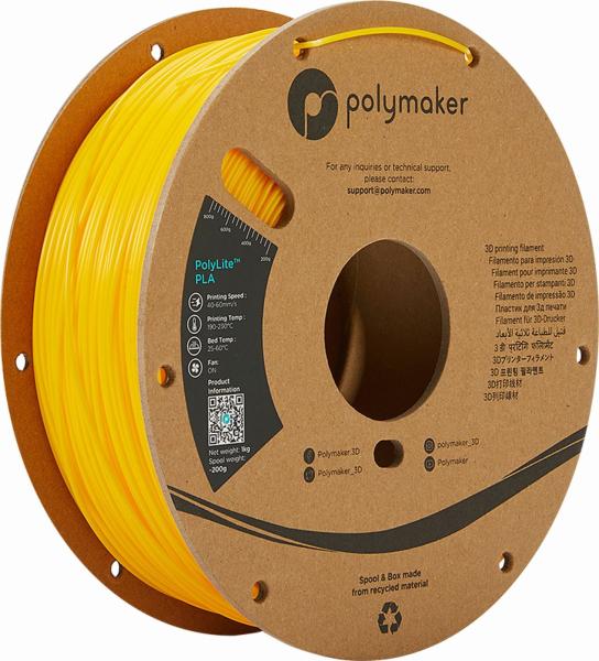 Polymaker PolyLite PLA Filament Yellow 1000g
